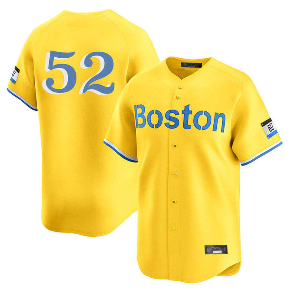 B.Red Sox #52 Wilyer Abreu Player Yellow Limited Home Game Jdoa Stitched Jerseys