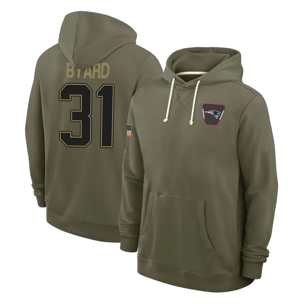 NE.Patriots #31 Kevin Byard Player Olive Salute to Service Pullover Hoodies Limited Jdoa Stitched Jerseys