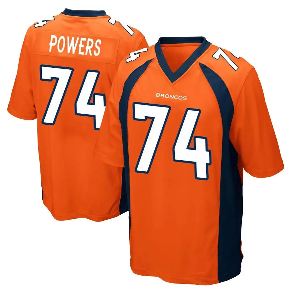 D.Broncos #74 Ben Powers Player Orange Color Home Game Jdoa Stitched Jerseys