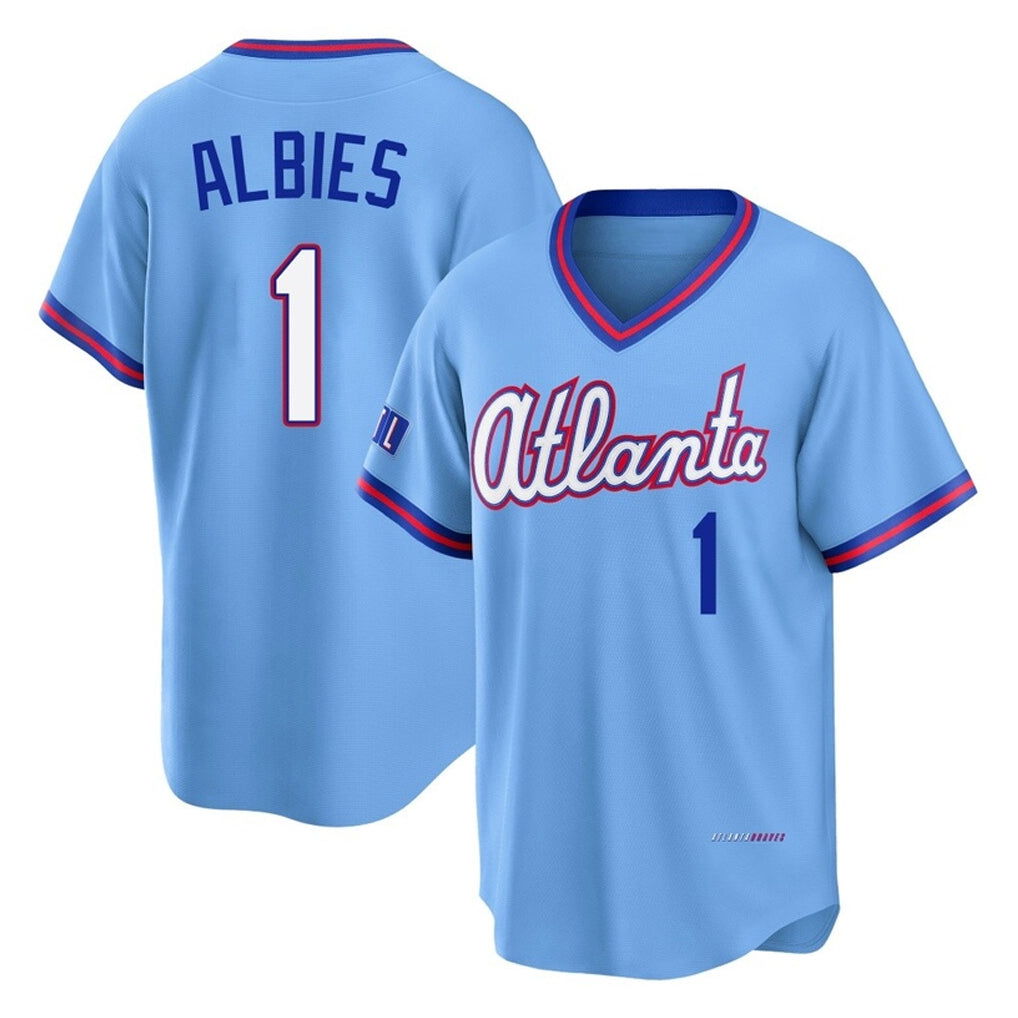 A.Braves #1 Ozzie Albies Player Powder Blue 2026 City Connect T-shirt Home Game Jdoa Stitched Jerseys