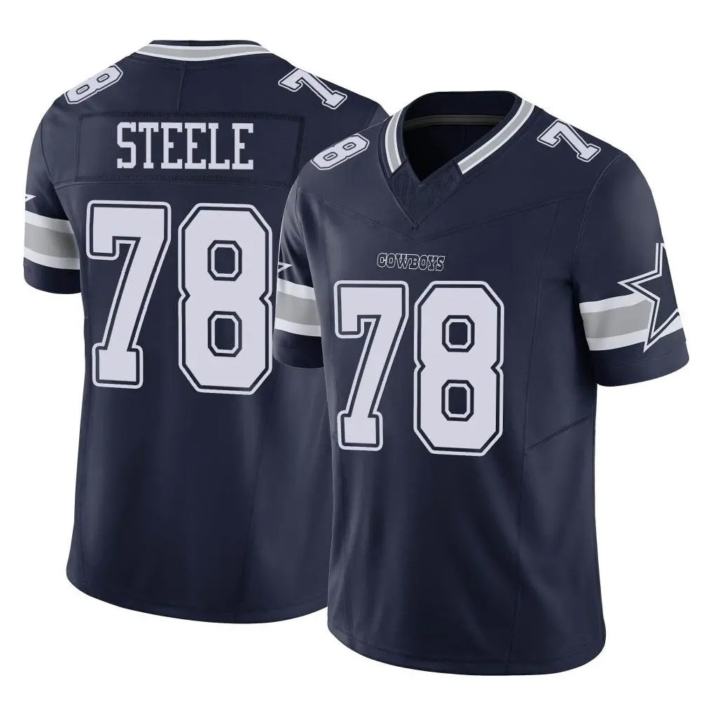 D.Cowboys #78 Terence Steele Player Navy Limited Vapor F.U.S.E. Home Game Jdoa Stitched Jerseys