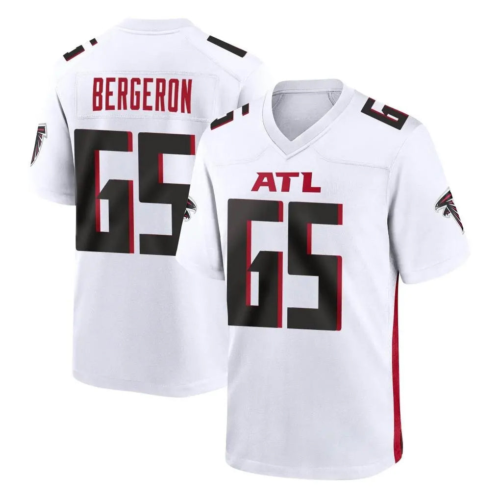 A.Falcons #65 Matthew Bergeron Player White Home Game Jdoa Stitched Jerseys
