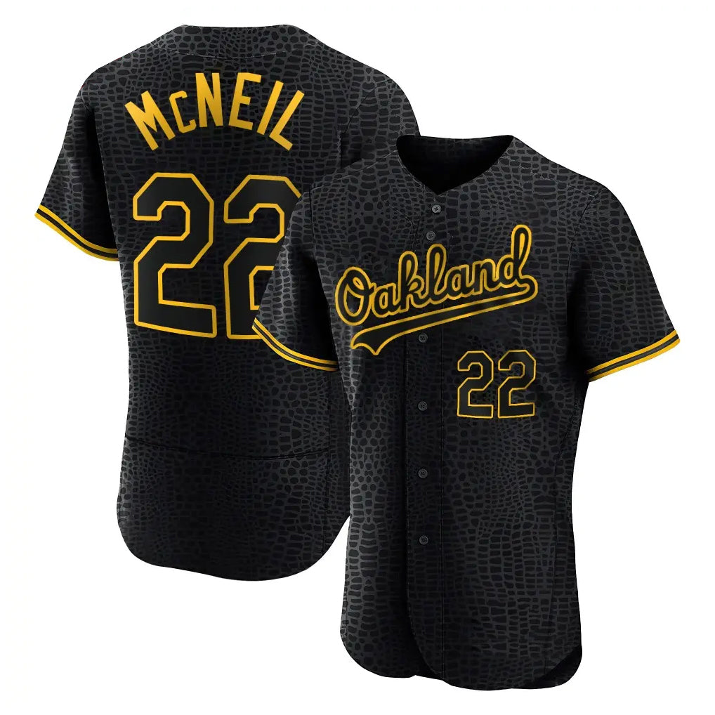 Athletics #22 Jeff McNeil Player Black Snake Skin City Limited Elite Home Game Jdoa Stitched Jerseys