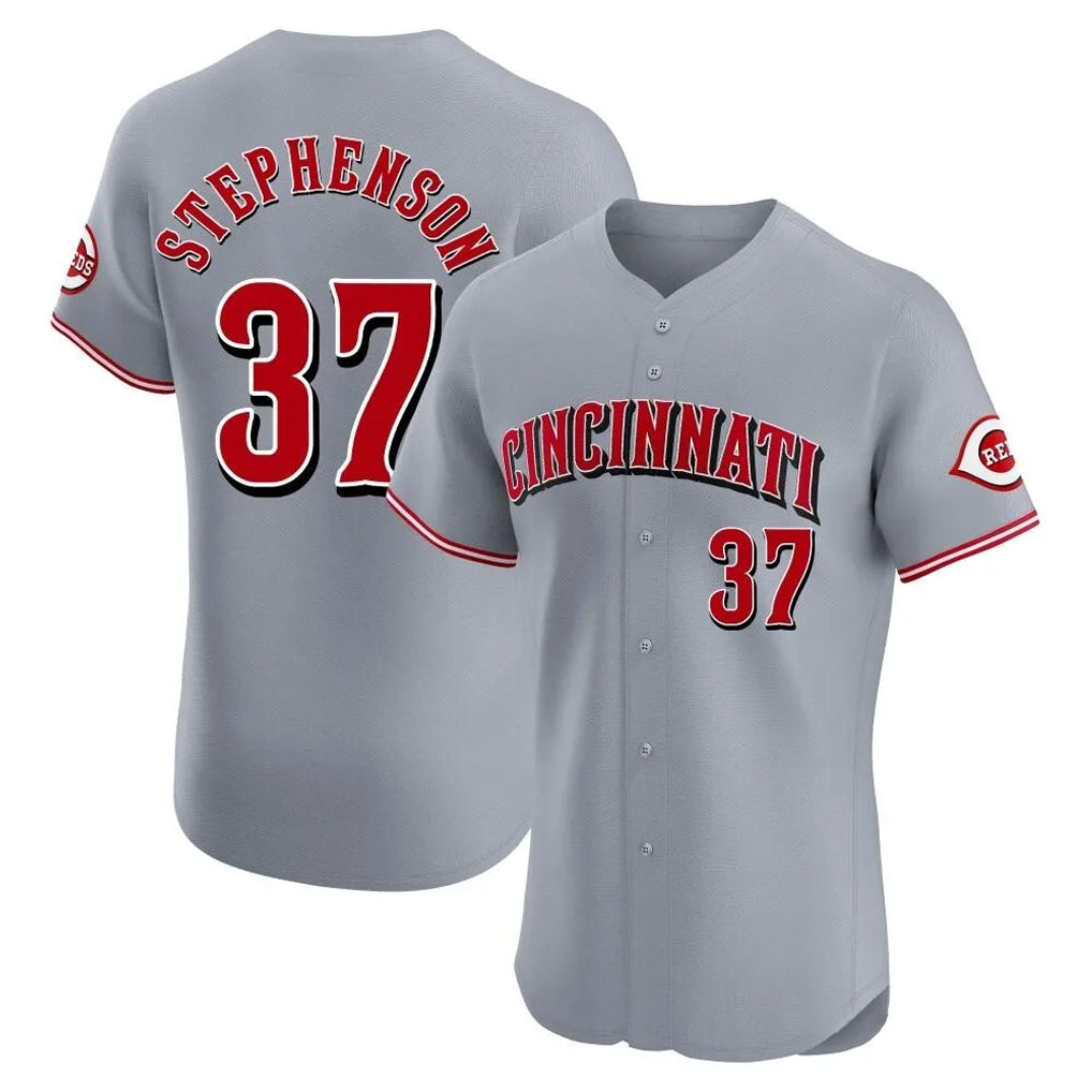 C.Reds #37 Tyler Stephenson Player Gray Limited Elite Home Jdoa Stitched Jerseys