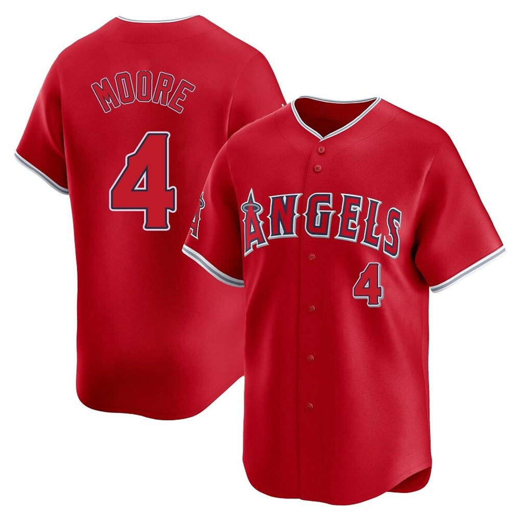 LA.Angels #4 Christian Moore Player Red Home Limited Jdoa Stitched Jerseys