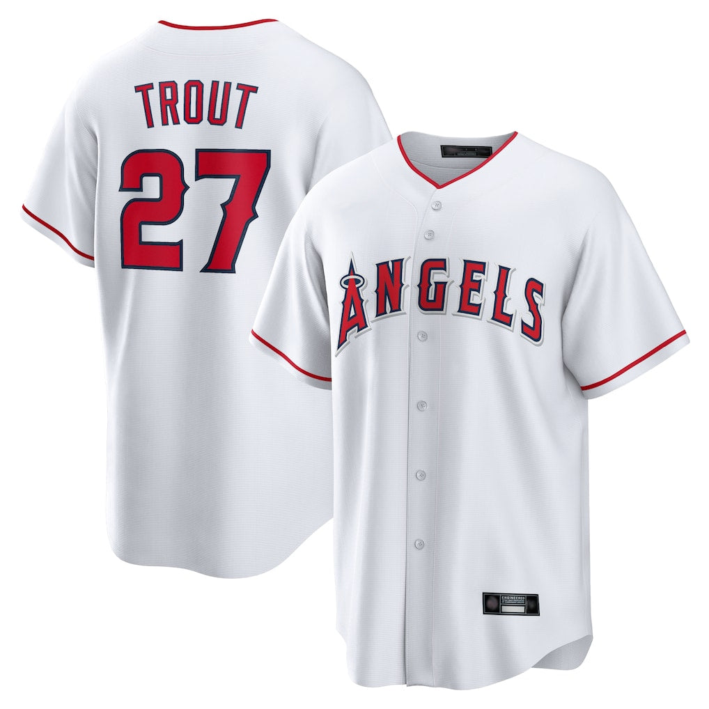 LA.Angels #27 Mike Trout Player White Home Game Jdoa Stitched Jerseys