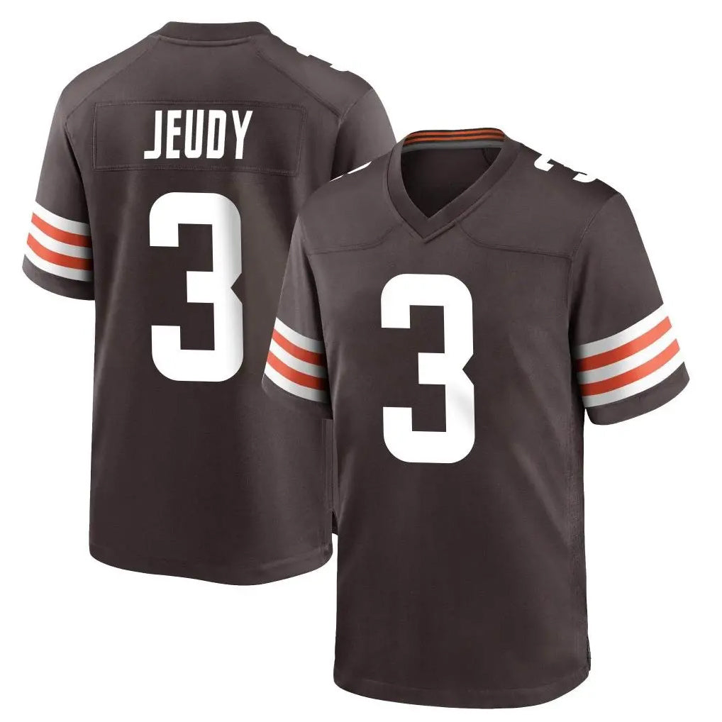 C.Browns #3 Jerry Jeudy Player Brown Home Game Jdoa Stitched Jerseys