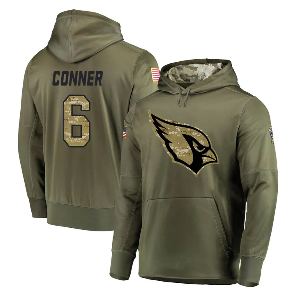 A.Cardinals #6 James Conner Player Olive Salute to Service Limited Hoodie Jdoa Stitched Jerseys