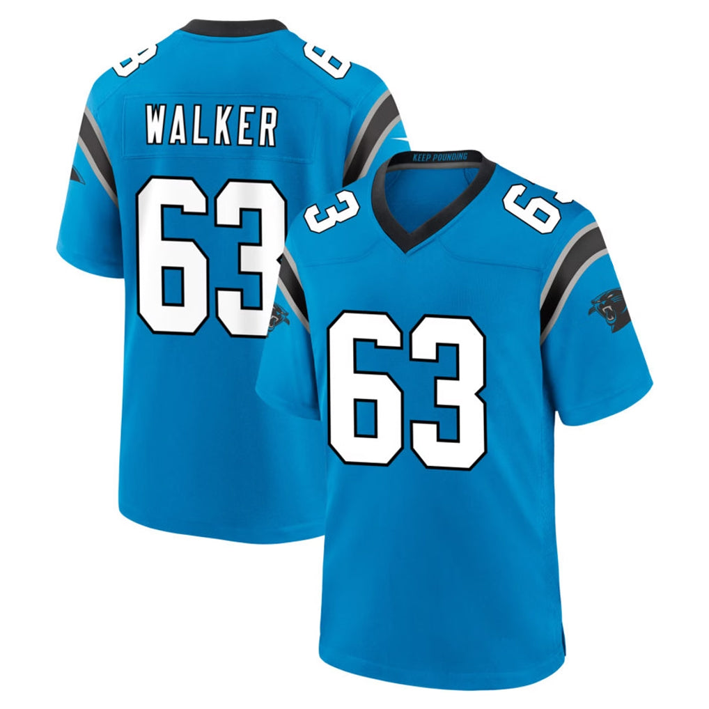 C.Panthers #63 Rasheed Walker Player Blue Home Game Jdoa Stitched Jerseys