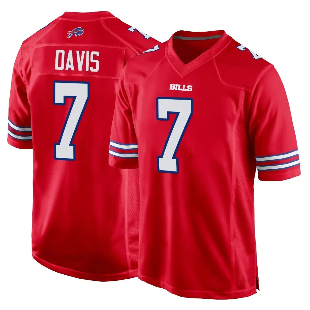B.Bills #7 Ray Davis Player Red Home Game Jdoa Stitched Jerseys