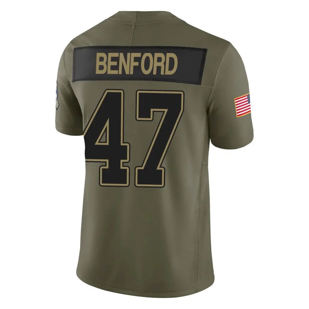 B.Bills #47 Christian Benford Player Olive Salute to Service Vapor F.U.S.E. Limited Jdoa Stitched Jerseys