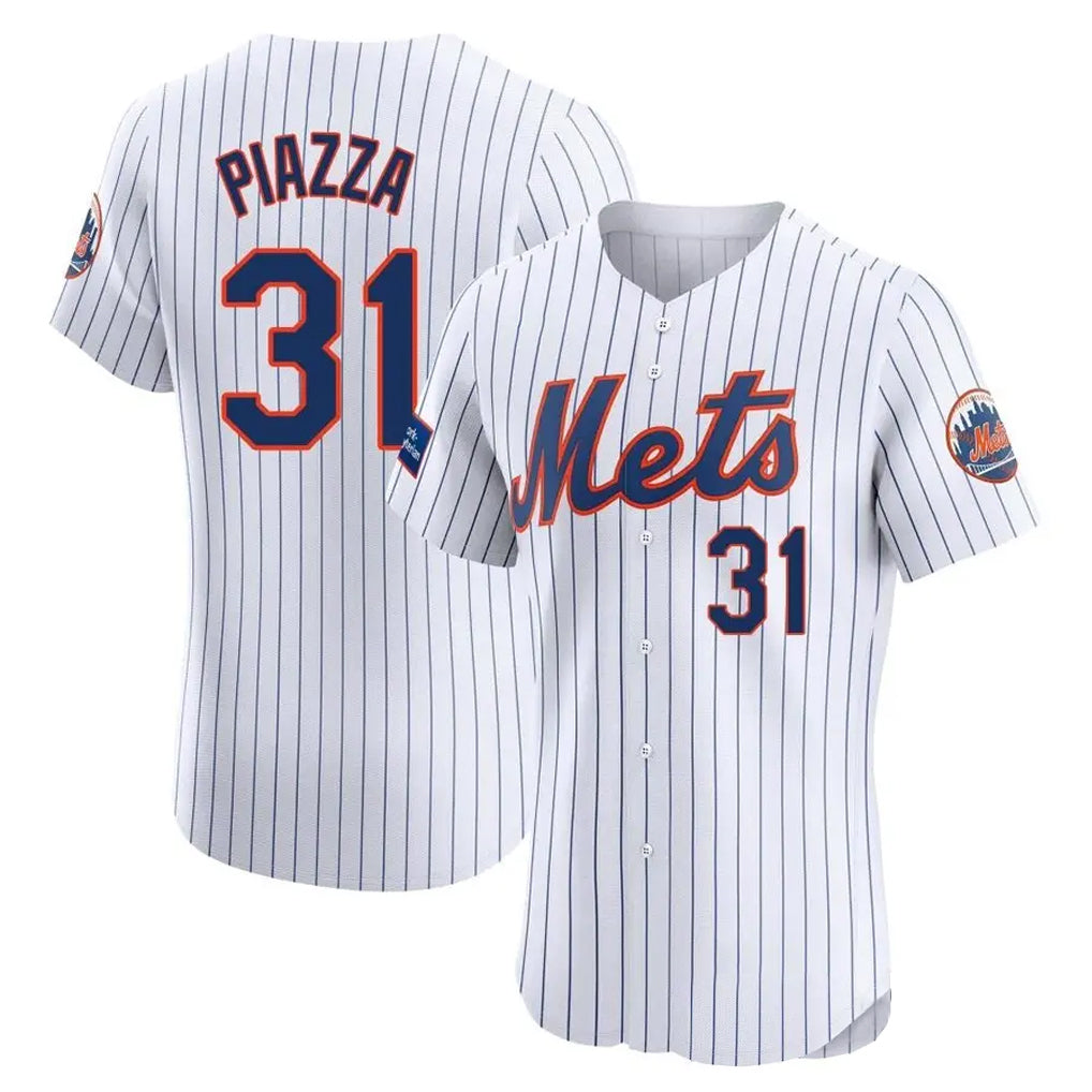 NY.Mets #31 Mike Piazza Player White Home Limited Elite Jdoa Stitched Jerseys