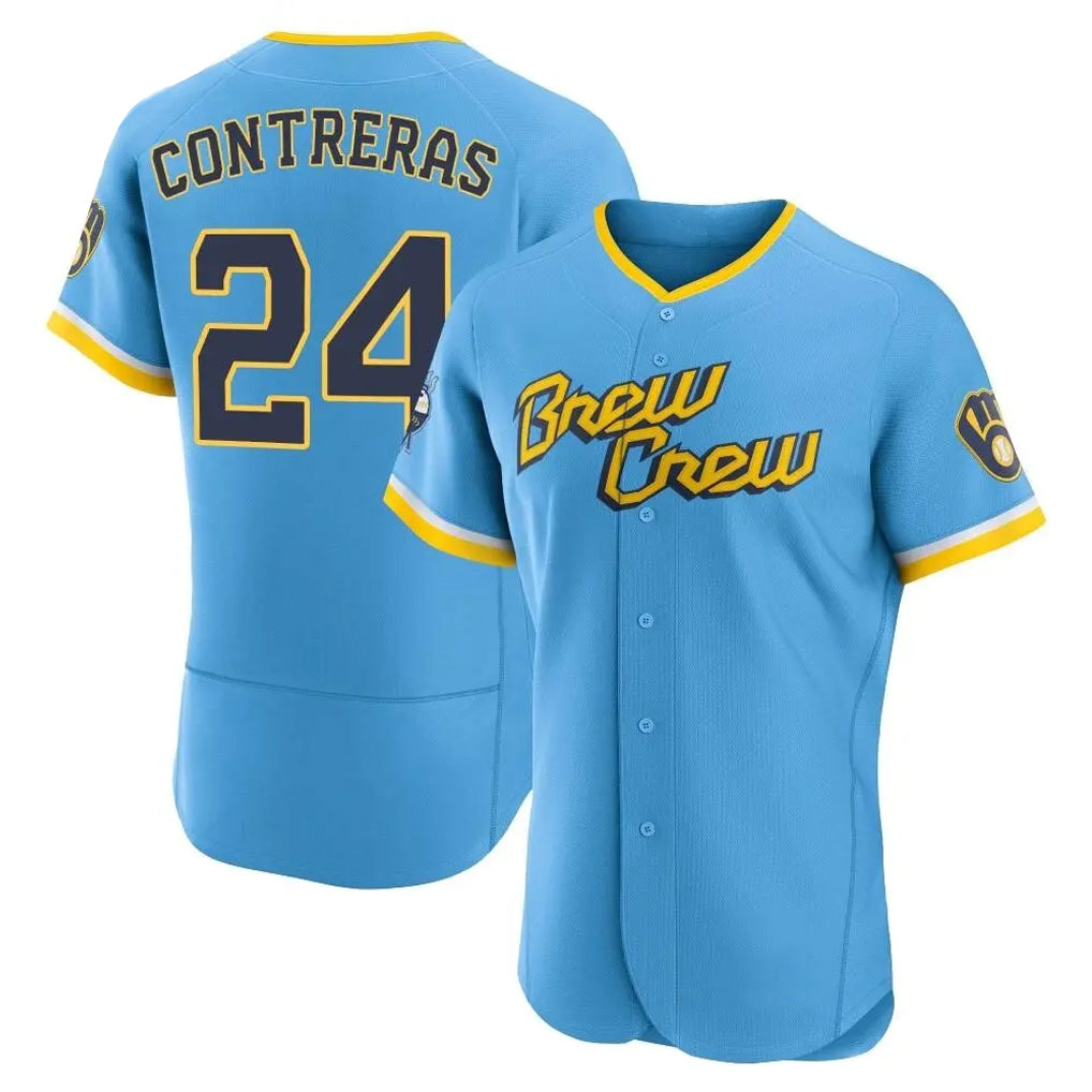 M.Brewers #24 William Contreras Player Light Blue City Connect Home Limited Elite Jdoa Stitched Jerseys