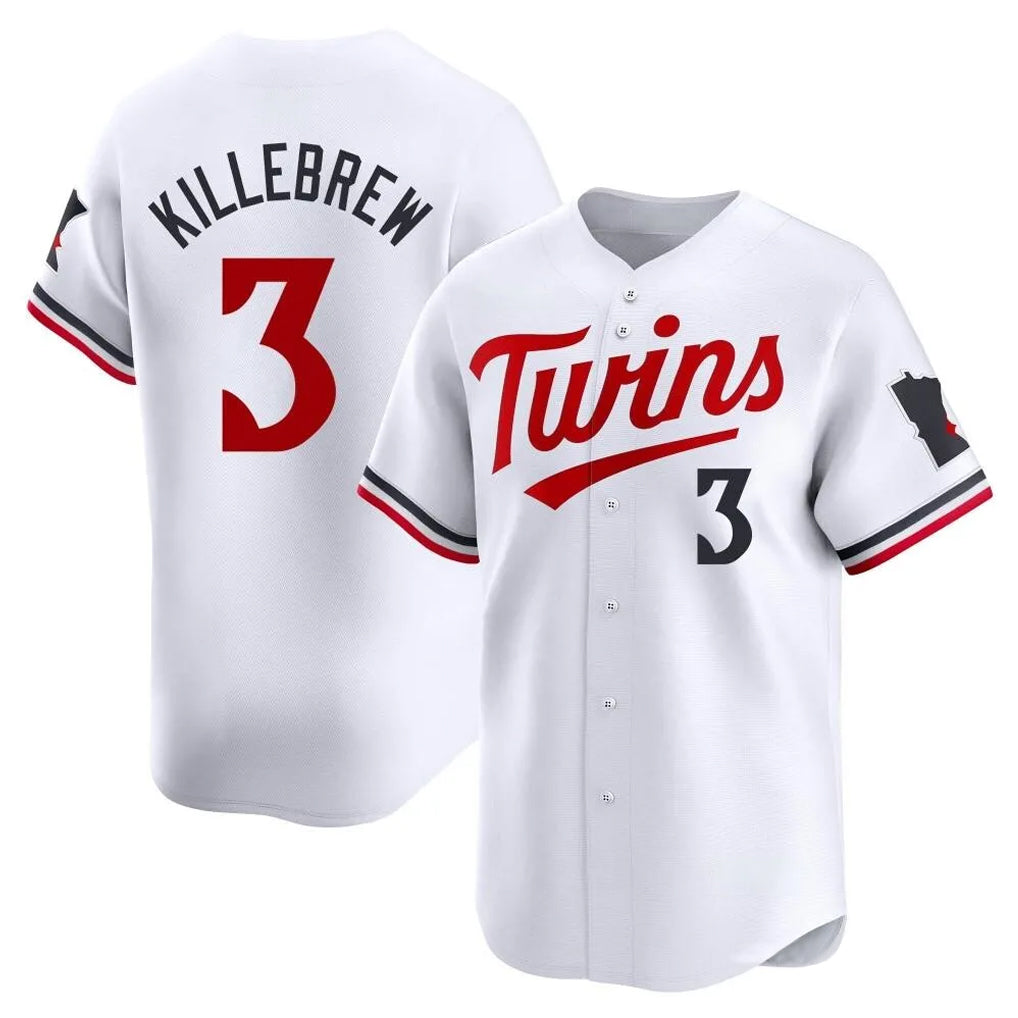 M.Twins #3 Harmon Killebrew Player White Home Limited Jdoa Stitched Jerseys