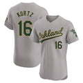 Athletics #16 Nick Kurtz Player Gray Road Limited Elite Home Game Jdoa Stitched Jerseys