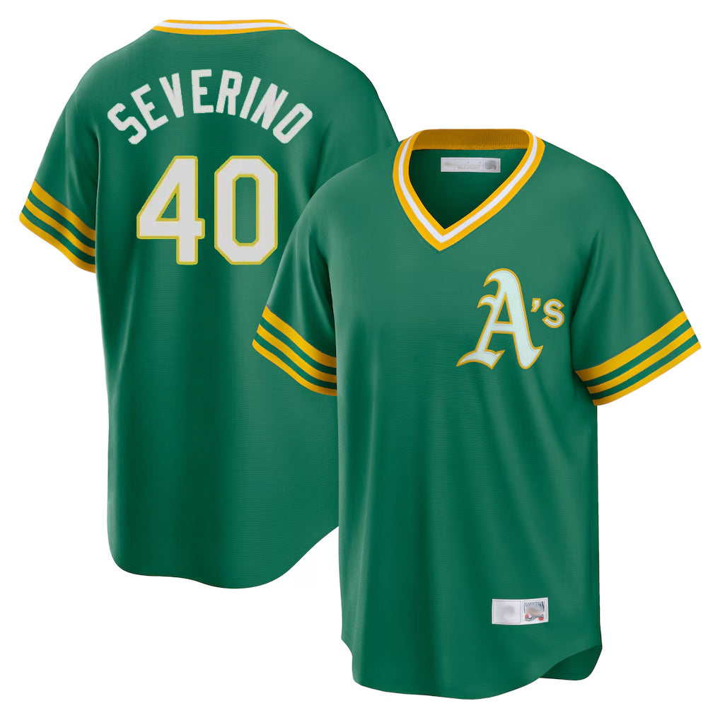 Athletics #40 Luis Severino Player Kelly Green Cooperstown Collection T-shirt Game Jdoa Stitched Jerseys