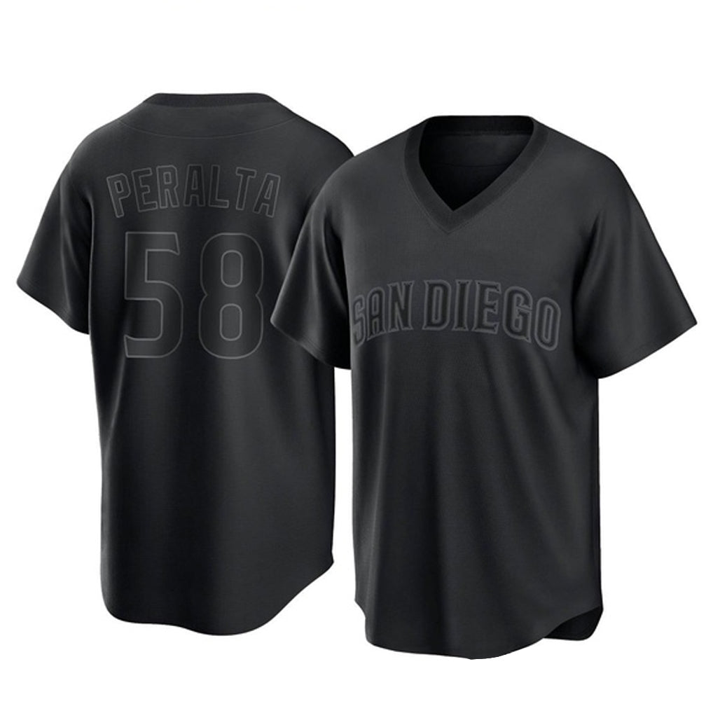S.Diego Padres #58 Wandy Peralta Player Black Pitch Fashion Game T-shirt Jdoa Stitched Jerseys