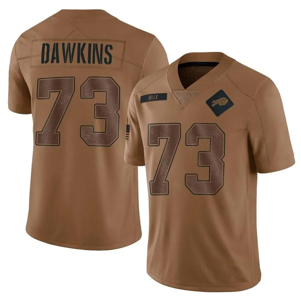 B.Bills #73 Dion Dawkins Player Brown Salute To Service Limited Jdoa Stitched Jerseys