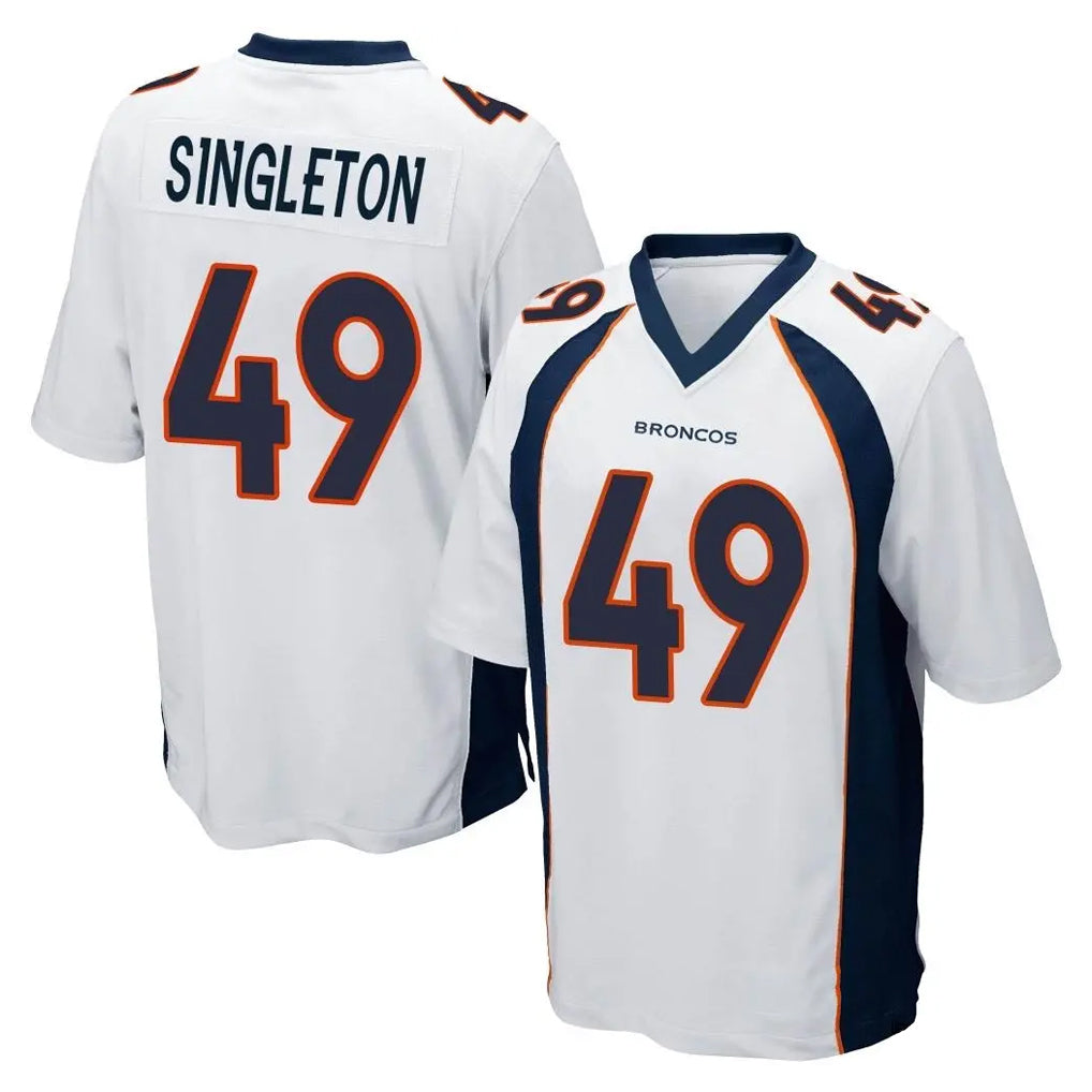 D.Broncos #49 Alex Singleton Player White Game Jdoa Stitched Jerseys