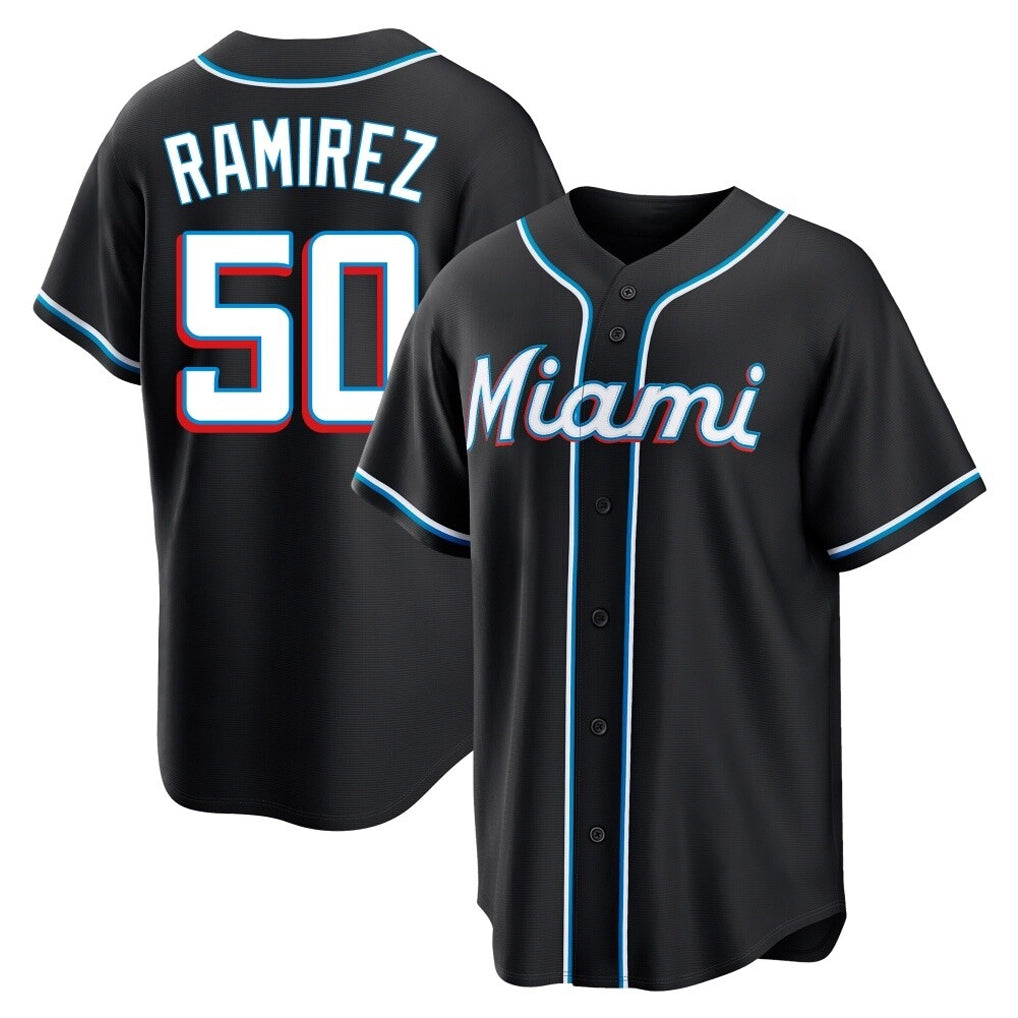 M.Marlins #50 Agustin Ramirez Player Black Fashion Out Home Game Jdoa Stitched Jerseys
