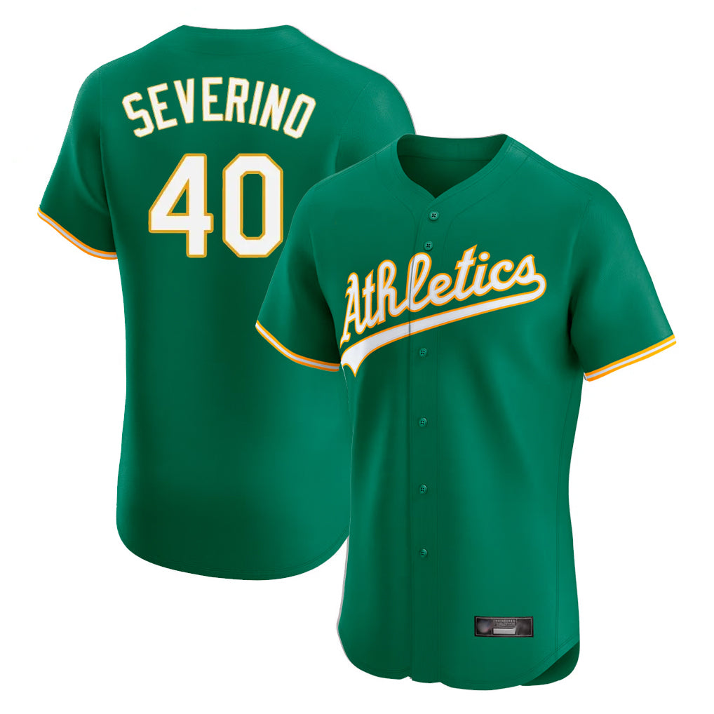 Athletics #40 Luis Severino Player Kelly Green Limited Elite Home Game Jdoa Stitched Jerseys