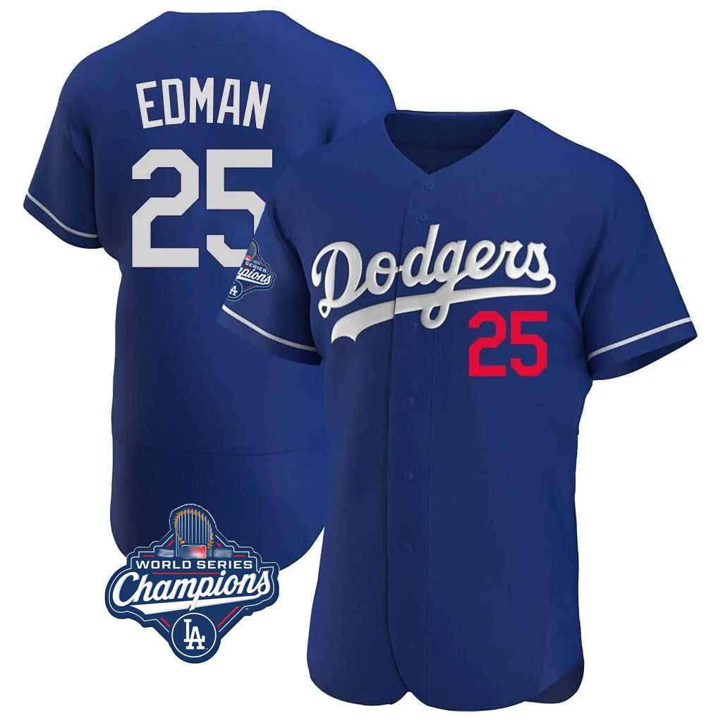 LA.Dodgers #25 Tommy Edman Player Royal World Series Meet Limited Elite Home Jdoa Stitched Jerseys