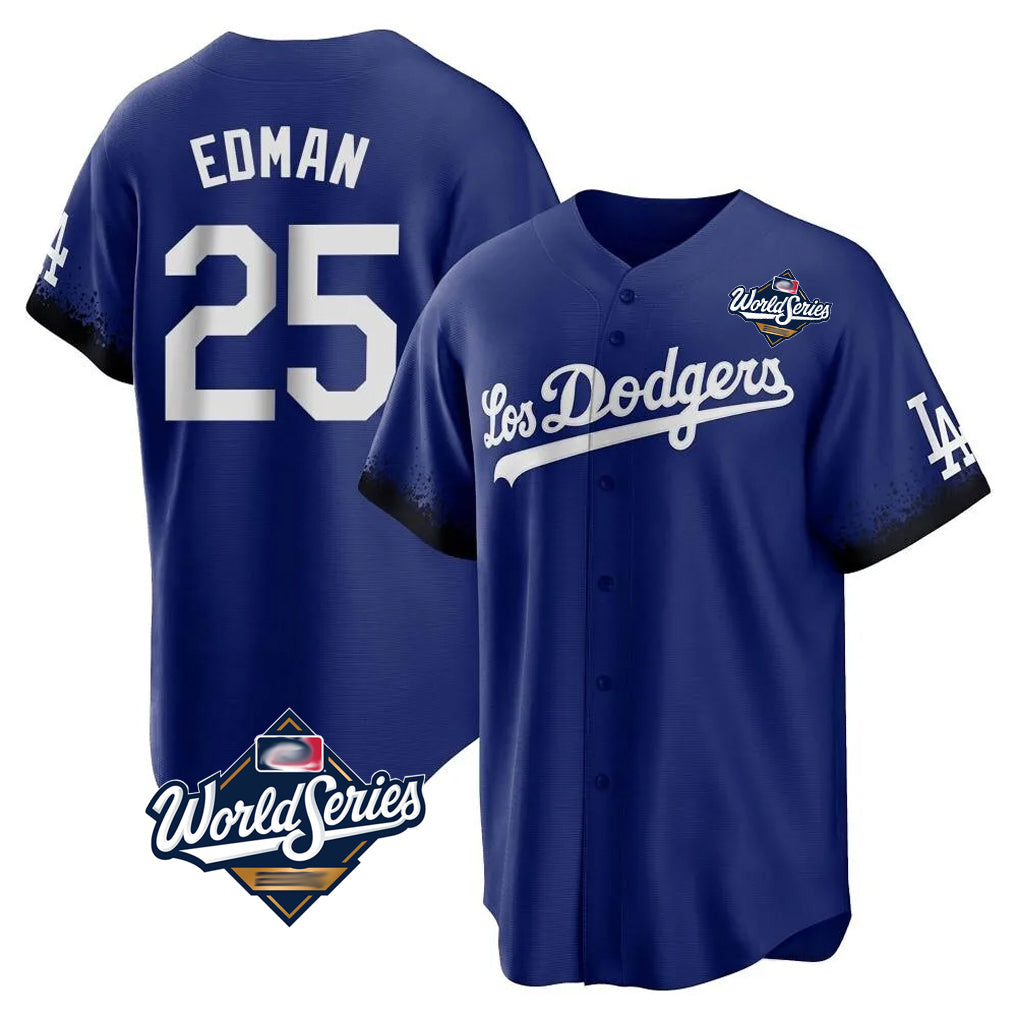 LA.Dodgers #25 Tommy Edman Player Royal World Series City Connect Home Game Jdoa Stitched Jerseys