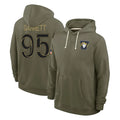 LA.Rams #95 Myles Garrett Player Olive Salute to Service Pullover Hoodies Limited Jdoa Stitched Jerseys