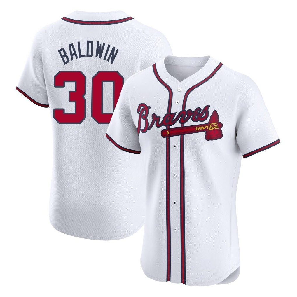 A.Braves #30 Drake Baldwin Player White Limited Elite Home Game Jdoa Stitched Jerseys