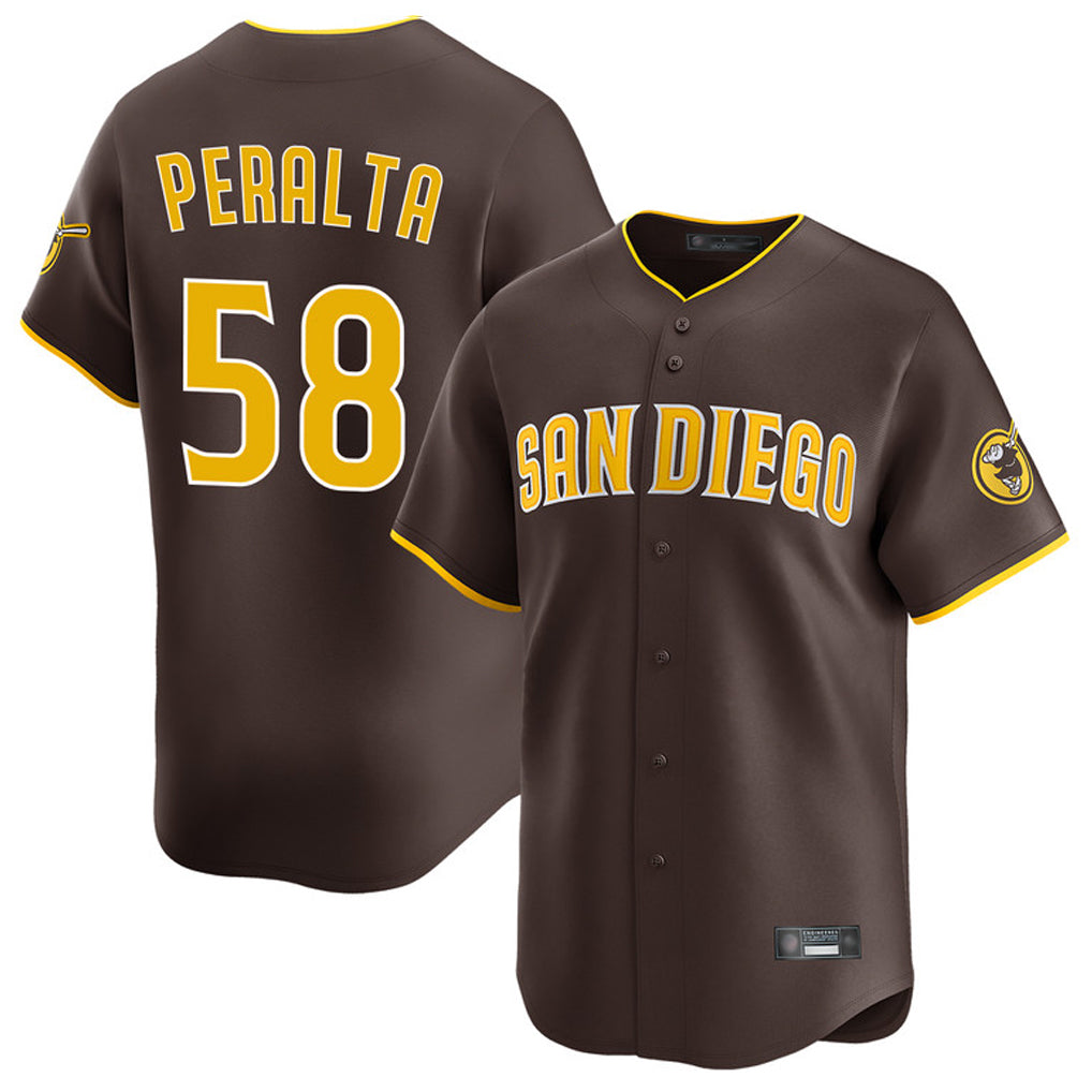 S.Diego Padres #58 Wandy Peralta Player Brown Home Limited Jdoa Stitched Jerseys