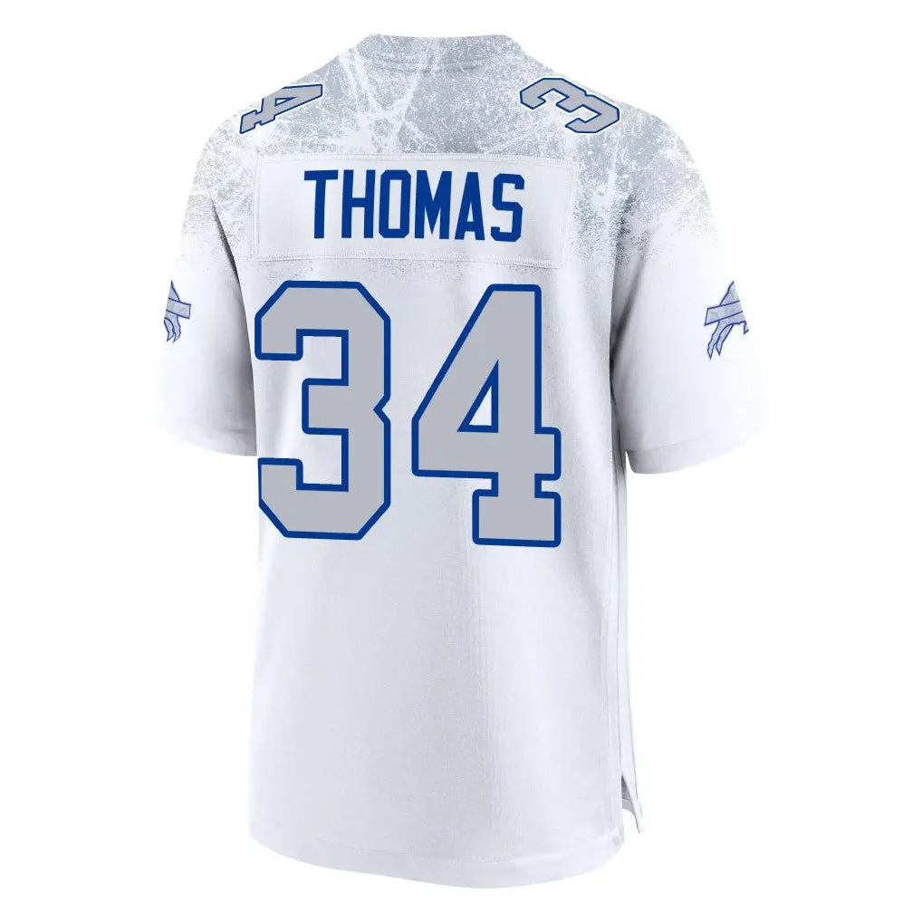 B.Bills #34 Thurman Thomas Player White Rivalries Collection Game Jdoa Stitched Jerseys