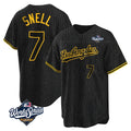 LA.Dodgers #7 Blake Snell Player Black Snake Skin City Game Home World Series Jdoa Stitched Jerseys