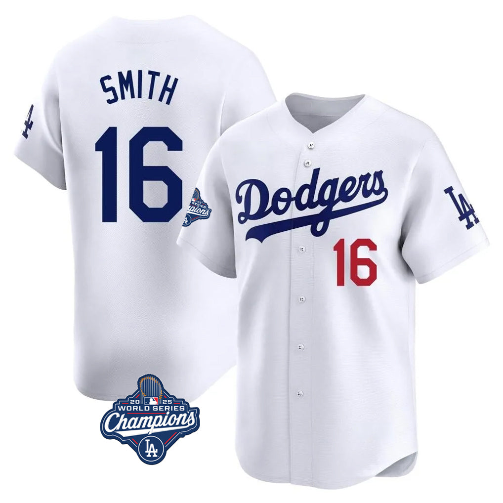 LA.Dodgers #16 Will Smith Player White World Series Meet Limited Home Jdoa Stitched Jerseys