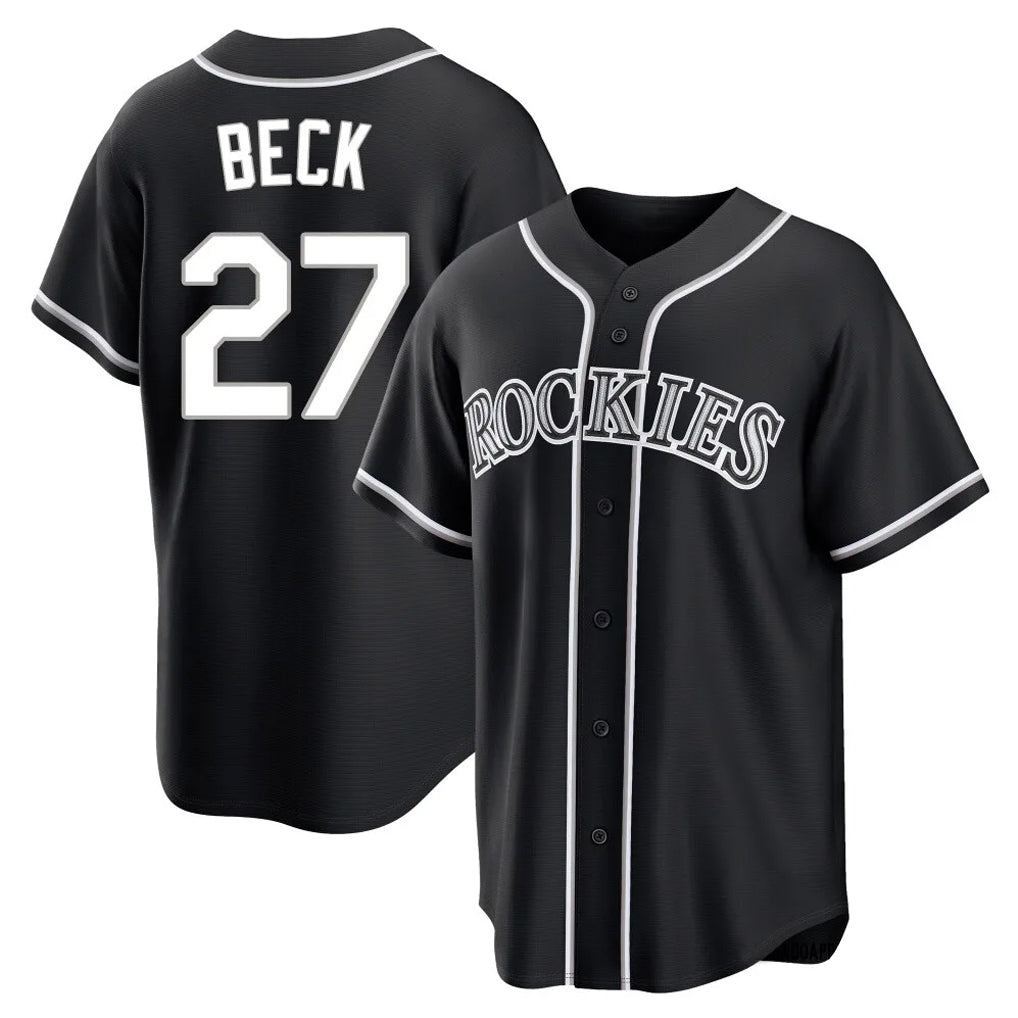 C.Rockies #27 Jordan Beck Player Black Fashion Out Home Game Jdoa Stitched Jerseys