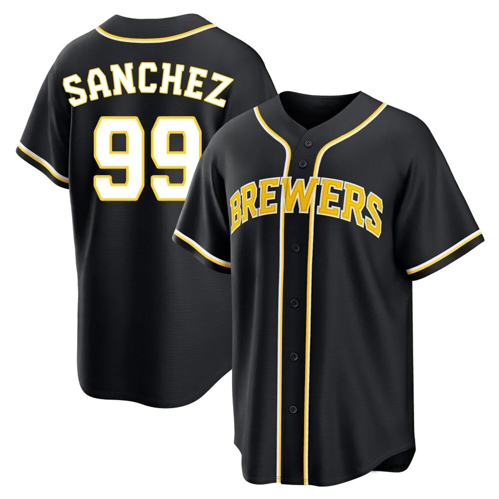 M.Brewers #99 Gary Sanchez Player Black Fashion Out Home Game Jdoa Stitched Jerseys