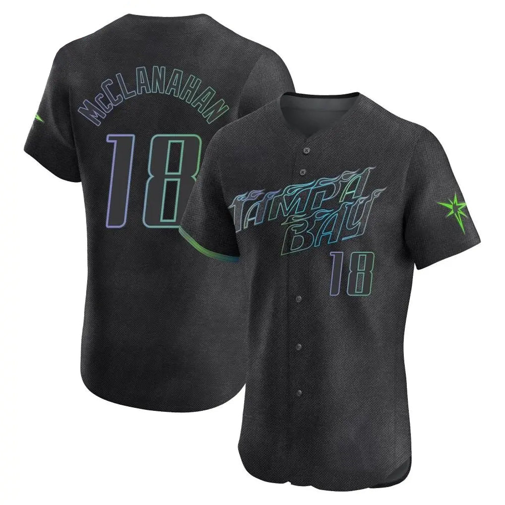 T.Bay Rays #18 Shane McClanahan Player Black City Connect Home Limited Elite Jdoa Stitched Jerseys