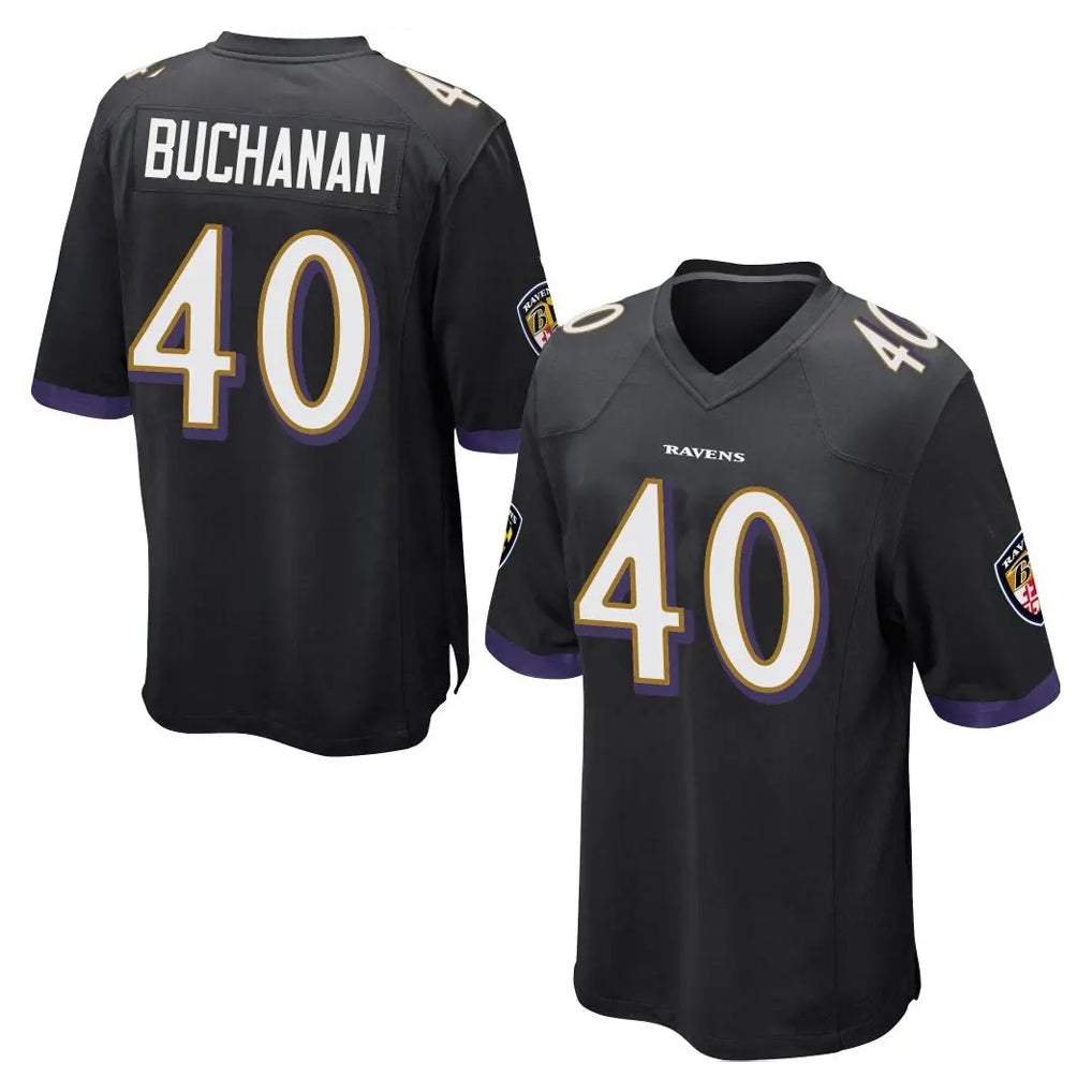 B.Ravens #40 Teddye Buchanan Player Black Home Game Jdoa Stitched Jerseys
