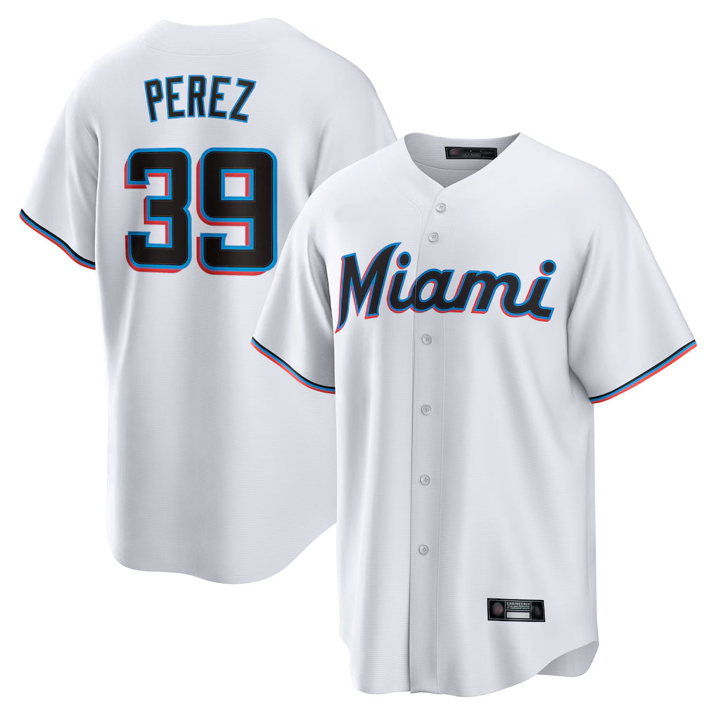 M.Marlins #39 Eury Perez Player White  Home Game Jdoa Stitched Jerseys