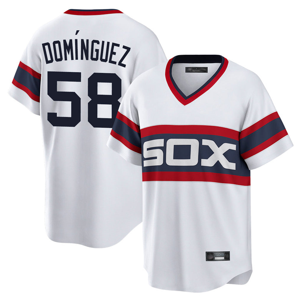 C.White Sox #58 Seranthony Dom¨ªnguez Player White T-shirt Home Game Jdoa Stitched Jerseys