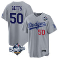 LA.Dodgers #50 Mookie Betts Player Gray World Series Game Home Jdoa Stitched Jerseys
