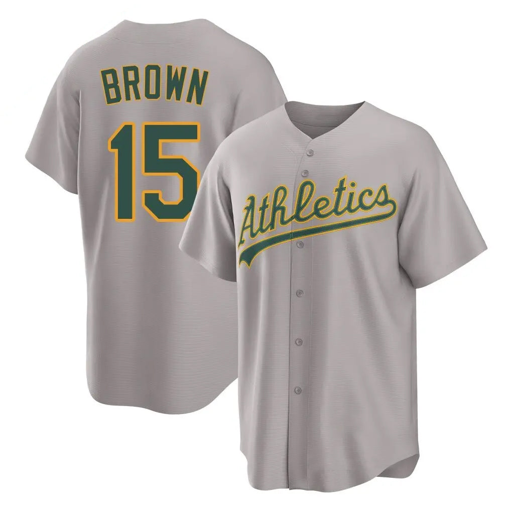 Athletics #15 Seth Brown Player Gray Home Game Jdoa Stitched Jerseys