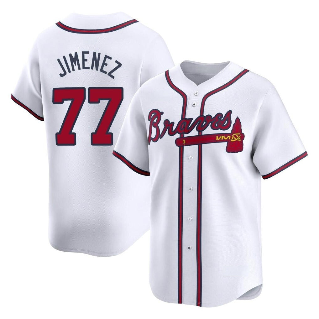 A.Braves #77 Joe Jimenez Player White Limited Home Game Jdoa Stitched Jerseys
