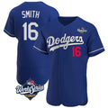 LA.Dodgers #16 Will Smith Player Royal World Series Limited Elite Home Jdoa Stitched Jerseys