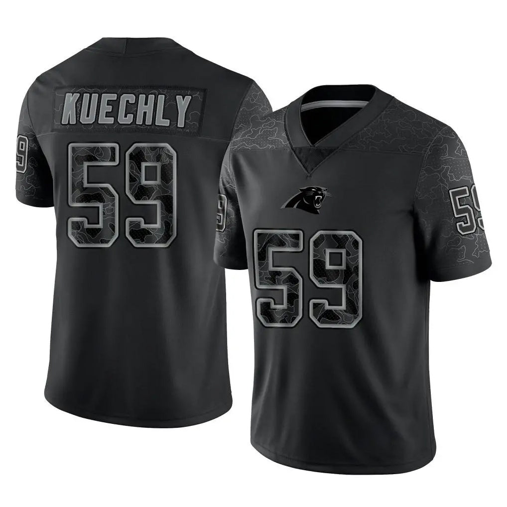 C.Panthers #59 Luke Kuechly Player Black Limited Reflective Game Jdoa Stitched Jerseys
