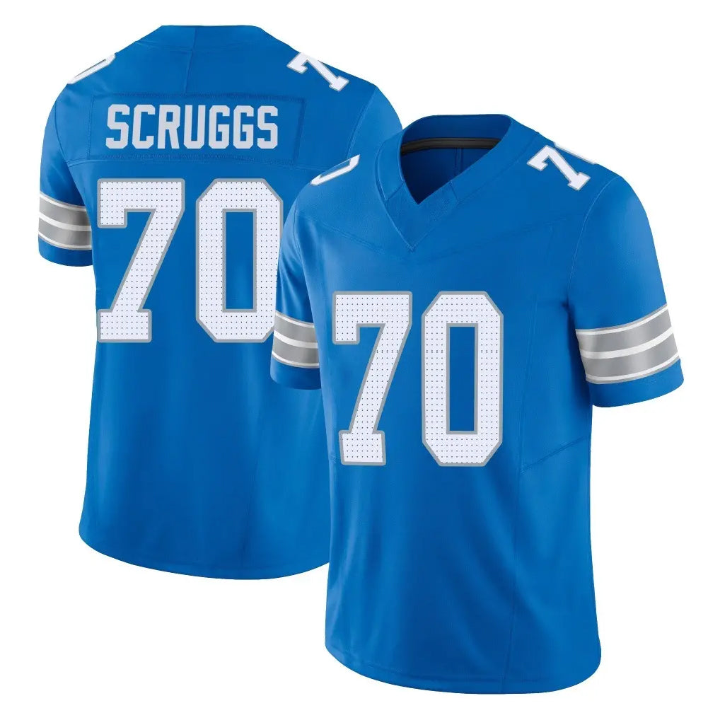 D.Lions #70 Juice Scruggs Player Blue Limited Vapor F.U.S.E. Alternate Home Game Jdoa Stitched Jerseys