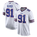 B.Bills #91 Ed Oliver Player White Home Game Jdoa Stitched Jerseys