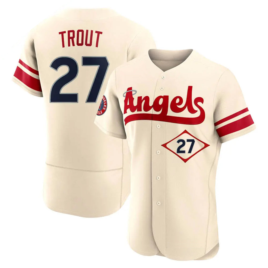 LA.Angels #27 Mike Trout Player Cream City Connect Limited ELite Home Jdoa Stitched Jerseys