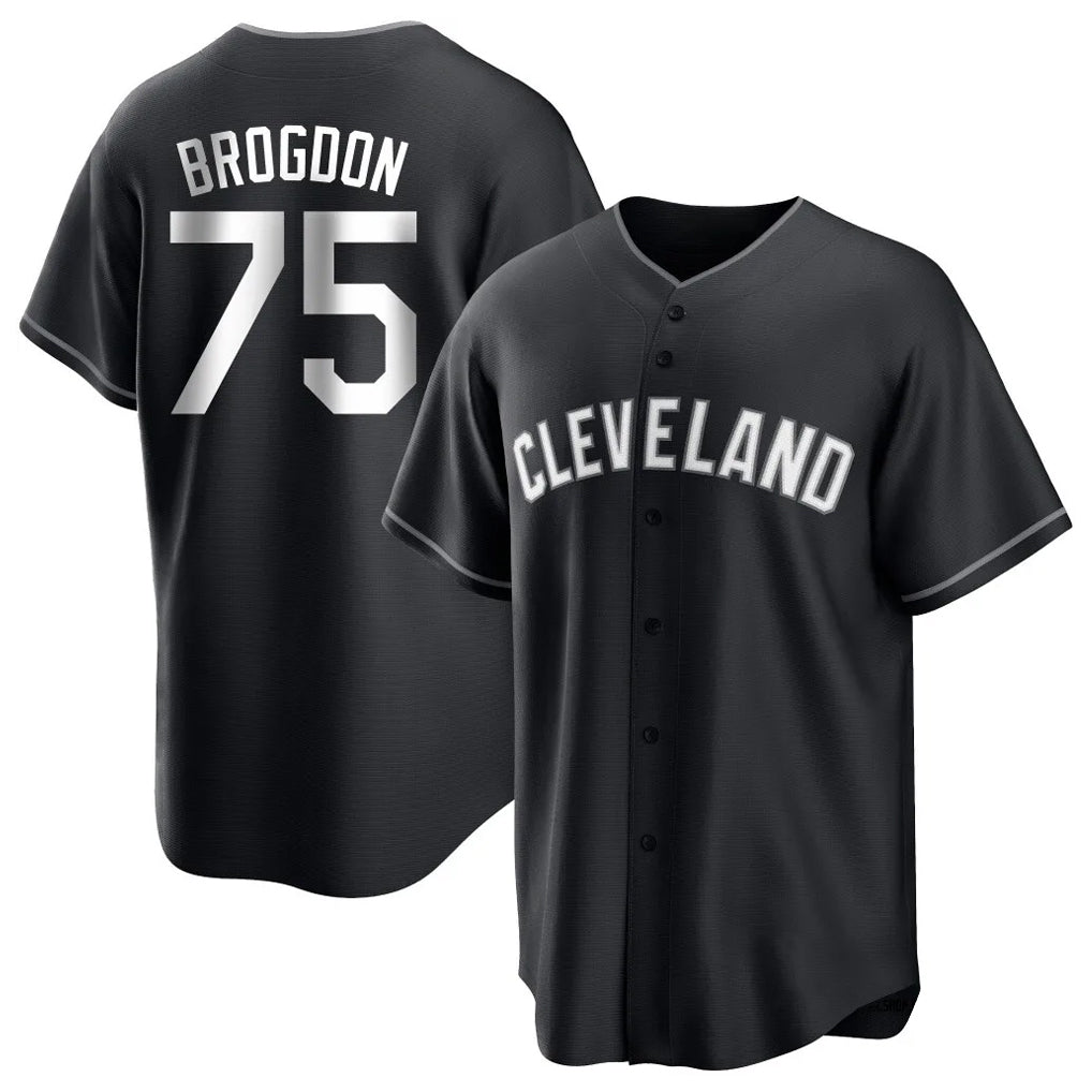 C.Guardians #75 Connor Brogdon Player Black Home Game Jdoa Stitched Jerseys