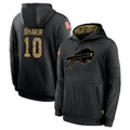 B.Bills #10 Khalil Shakir Player Black Salute to Service Hoodies Hame Jdoa Stitched Jerseys