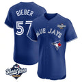 T.Blue Jays #57 Shane Bieber Player Royal 2025 World Series Elite All Jdoa Stitched Jerseys